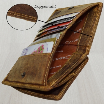 flevado Geöltes Leder RFID Schutz Portemonnaie 100% Voll Leder Geldbörse Wiener Schachtel Brieftasche Geldbeutel
